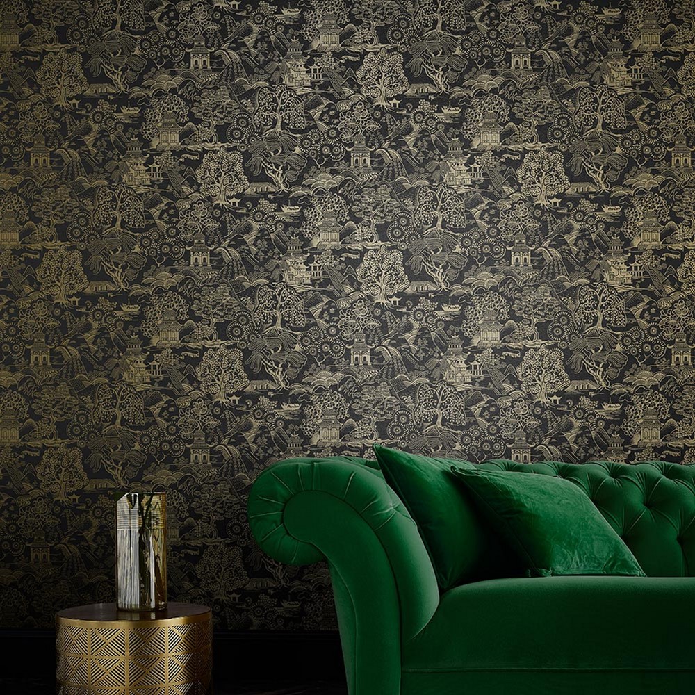 Basuto Wallpaper 105929 by Graham & Brown in Black Gold